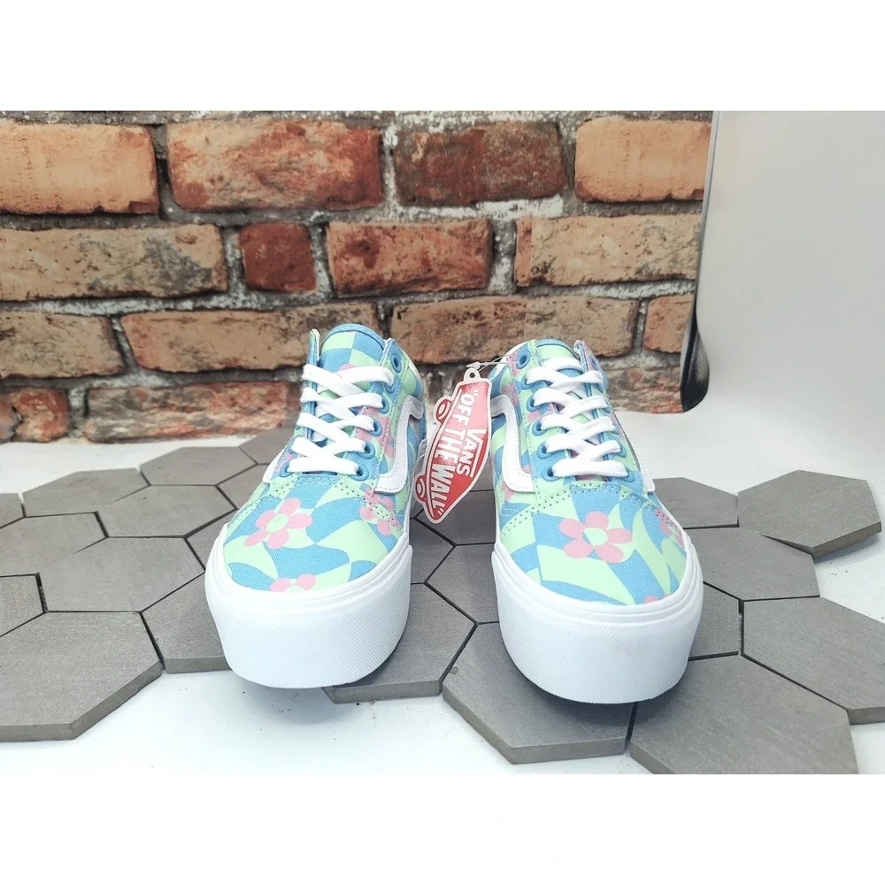 Vans Old Skool Stacked 2in Platform 70s Groovy Floral Checkerboard Women 5.5 /4Y - Picture 7 of 11
